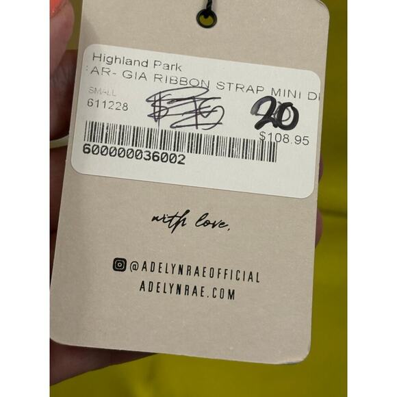 Adelyn Rae Gia Ribbon Strap dress, small, yellow, NWT, bright, summer party - Picture 7 of 7